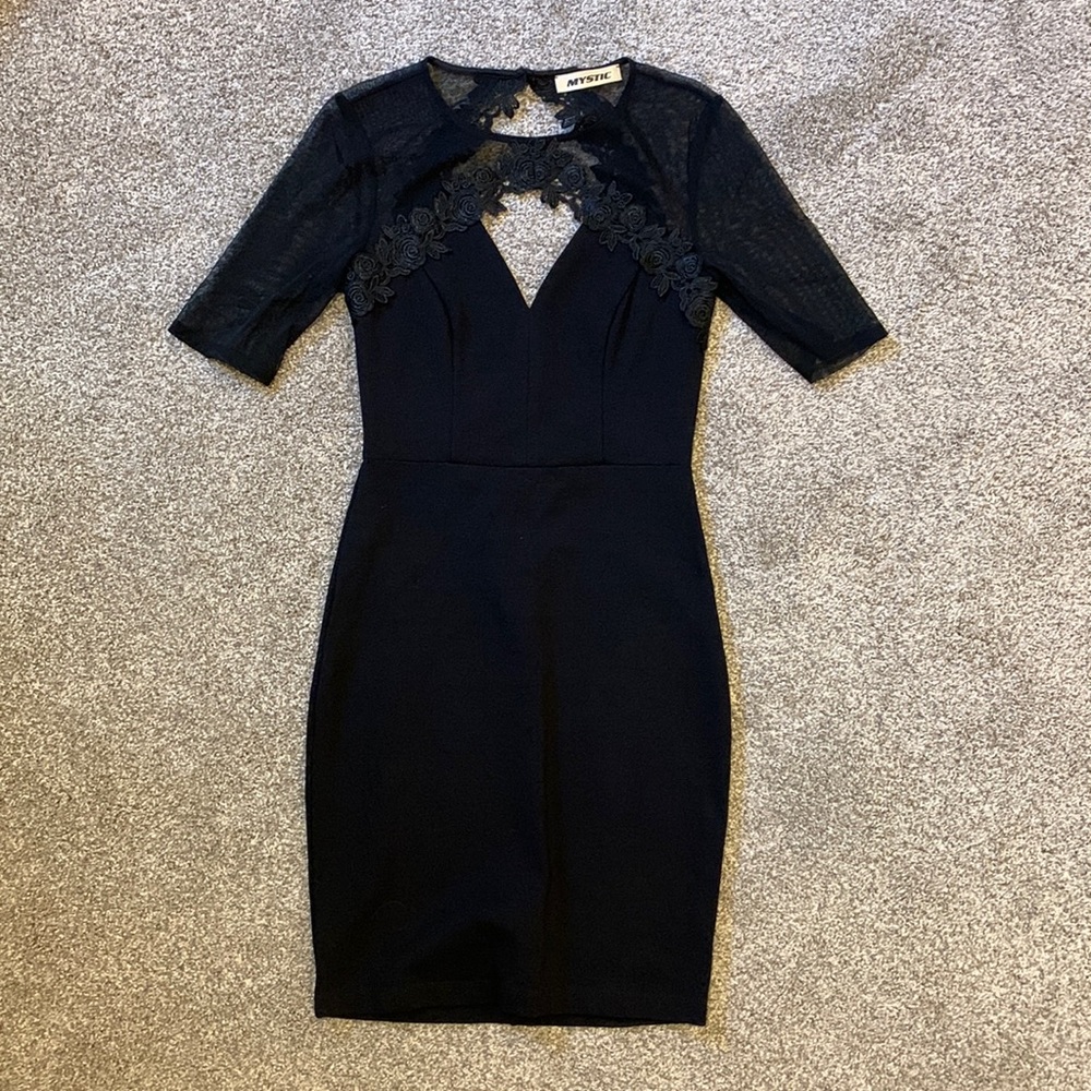 Open back black dress